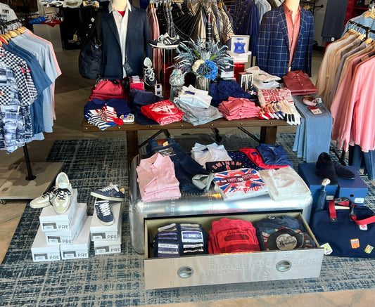 Picture of Front Table at Herschede in Red, White and Blue Theme for Memorial Day